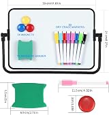 Yibaijia Dry Erase Whiteboard A4 Double Sided with Pens Eraser Magnets Bracket view 2