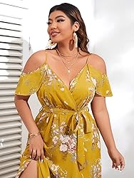 Floerns Women's Plus Size Cold Shoulder Short