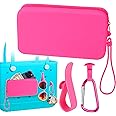 Mity rain Silicone Bag for Bogg Bag Phone Holder, Accessories Set for Bogg Bag Contain 2PCS Key Holder and a Large Capacity Silicone Zipper Bag Organizer for Beach Bags Tote Bag M (Red Pink)