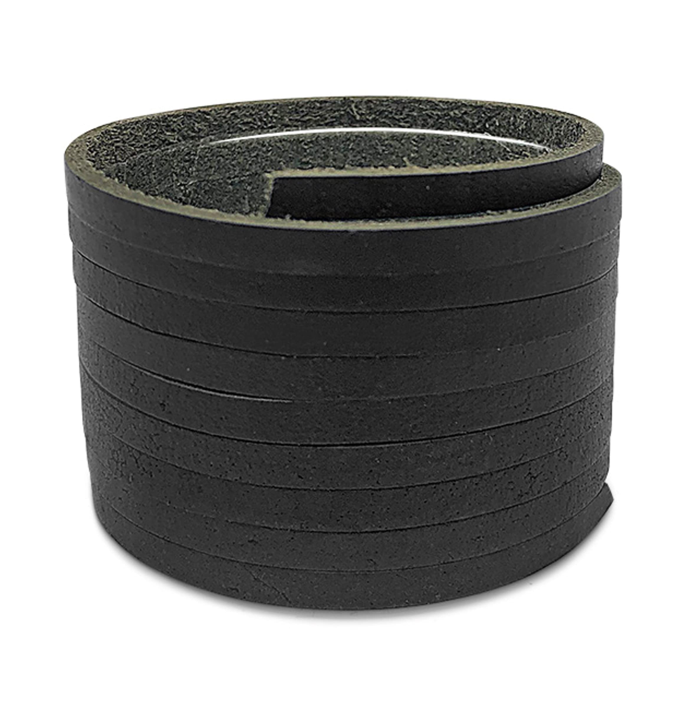 Creavvee Flat Genuine Real Leather Strip Bead Thong Cord Braiding String Threads Lace Cowhide Craft for Jewelry Making Necklace Bracelet, 5mm x 3m, Black