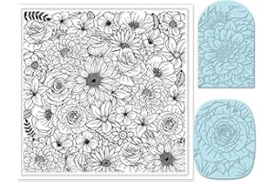 CHGCRAFT Flowers Background Silicone Texture Stamp Clay Modeling Pattern Pad Texture Sheets for Polymer Clay Making Earrings Jewelry, 5.5x5.5inch