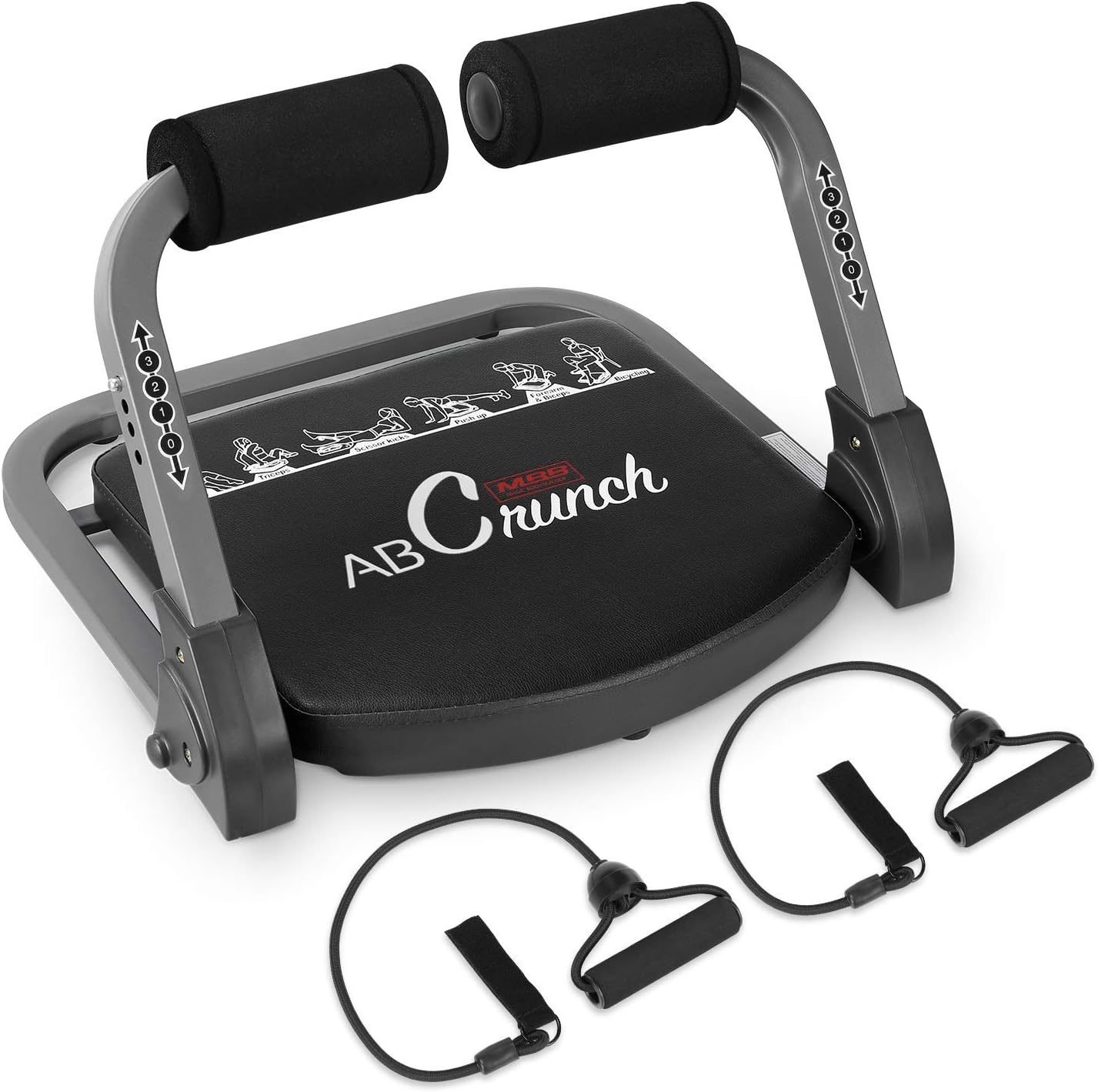 femor Core & Abs Exercise Trainer, Total Body Muscle Building Crunch Training Machine, Home Gym Fitness Equipment for Strength Training with Resistance Bands & Workout Guide, Black : Sports & Outdoors