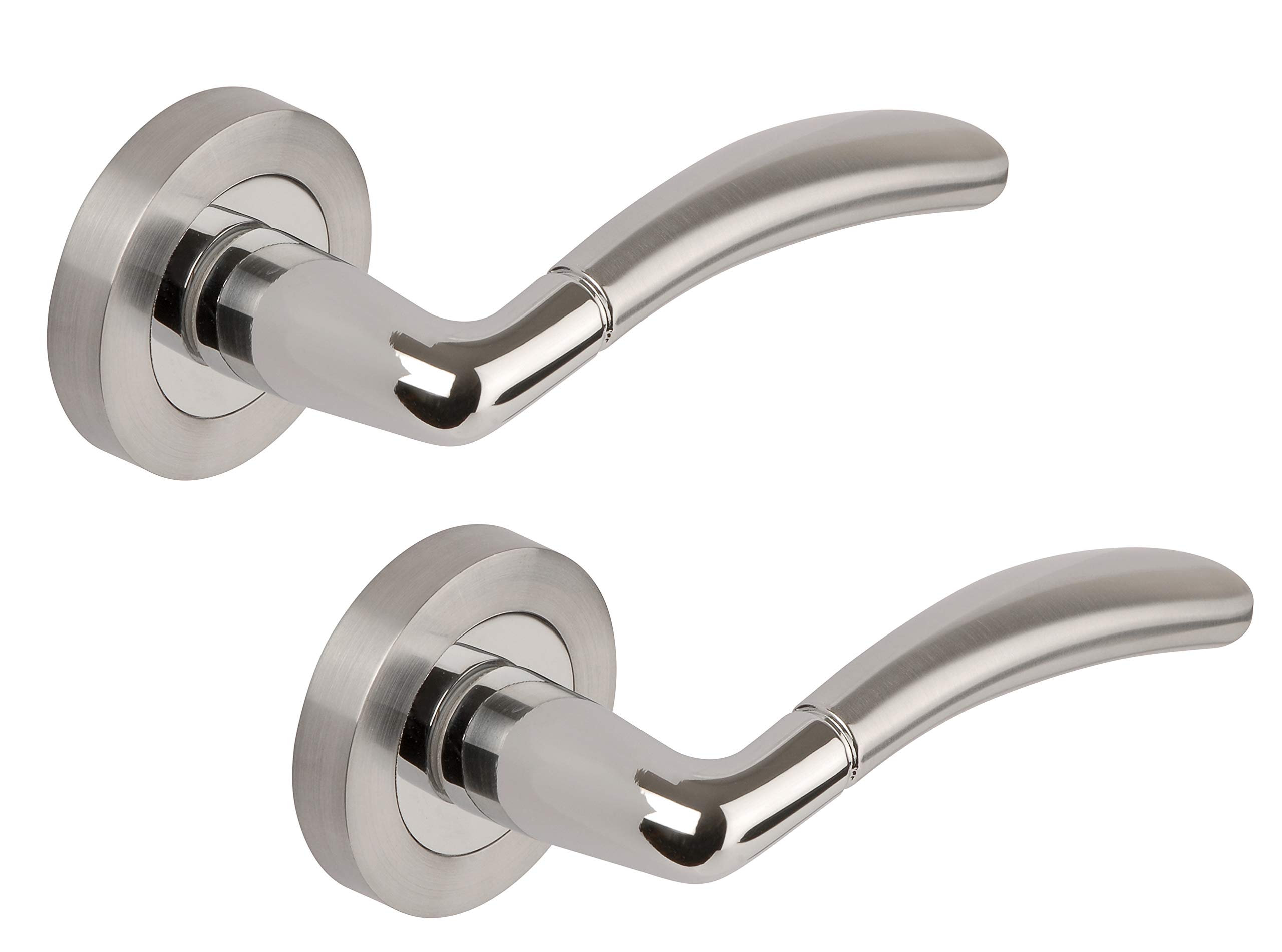 Excel DH3585 Titon Passage Door Handles on Round Rose, Duel Polished/Satin Chrome