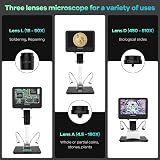 Andonstar AD246-M Digital Microscope 3 Lens Soldering Coin Biological 1080P 7" view 2