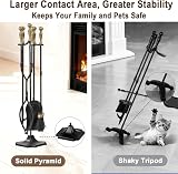 Amagabeli 5pc Fireplace Tool Set 26.5" Wrought Iron Brass Handles Shovel Tongs view 4