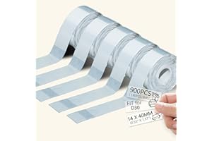 LIFMEGIK 900 Pcs Transparent D30 Label Tape, D30 Label Maker Tape, Smart Mini Label Maker Refill D30, Thermal Printer Paper, Self-Adhesive Sticker Replacement,14x40mm,180 Labels/Roll, 5 Rolls