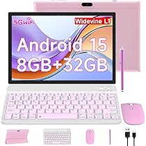 Android 15 Tablet 10 Inch, 12GB RAM+64GB ROM+1TB Expandable, 2 in