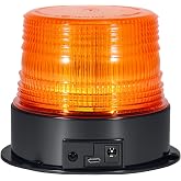 AnTom Magnetic Wireless Strobe Light Amber Warning Beacon Light for Trucks | Rechargeable Waterproof Emergency Safety Rooftop LED Rotating Flashing Light for Postal Car, Forklifts, Tractors, Golf Carts