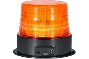 AnTom Magnetic Wireless Beacon Light, Rechargeable Emergency Flashing Warning Battery Operated Strobe Lights for Truck Vehicle, with 12-24v Cigarette Lighter Plug, Amber
