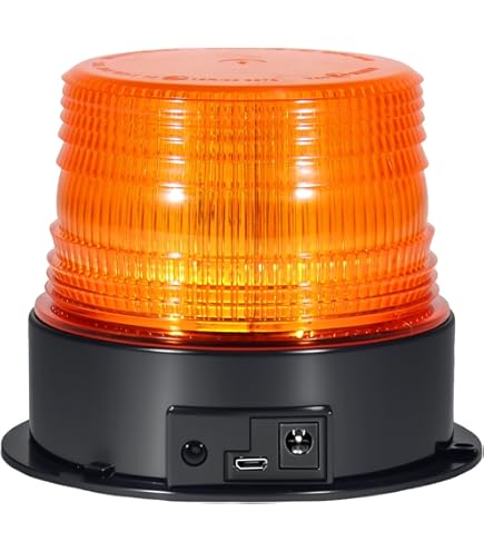 Lumières Stroboscopiques Ambre 48 LED Rechargeables Sans Fil - Base Magnétique Pour Véhicules De Secours Et Travaux