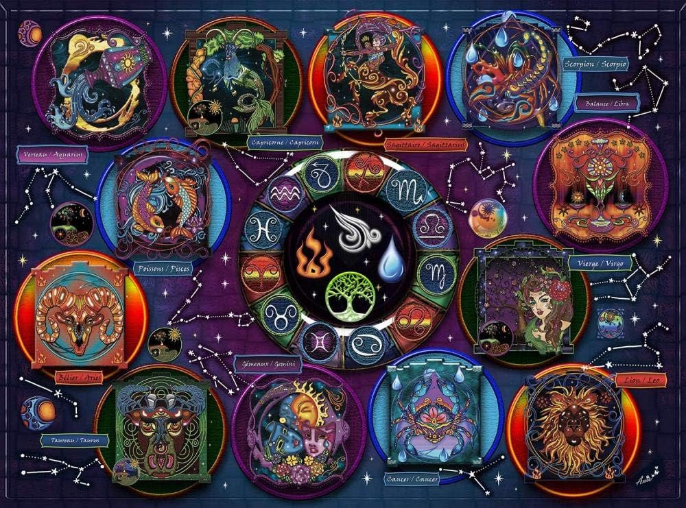 Jigsaw Puzzles Wooden 1000 Pieces-Zodiac Signs Adult Games Children's Toys Decompression Holiday gifts-75x50cm