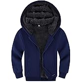 Avsead Kids Boys Sherpa Fleece Lined Jacket Hoodie Sweatshirt Fall Winter Spring Casual Warm Clothes for School Daily Outwear