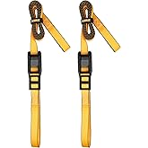 DEWALT DXBC90045 Black/Yellow 1" x 10’ Premium Lashing Straps - 500 LBS Safe Working Load / 1,500 LBS Break Strength, 2 Pack