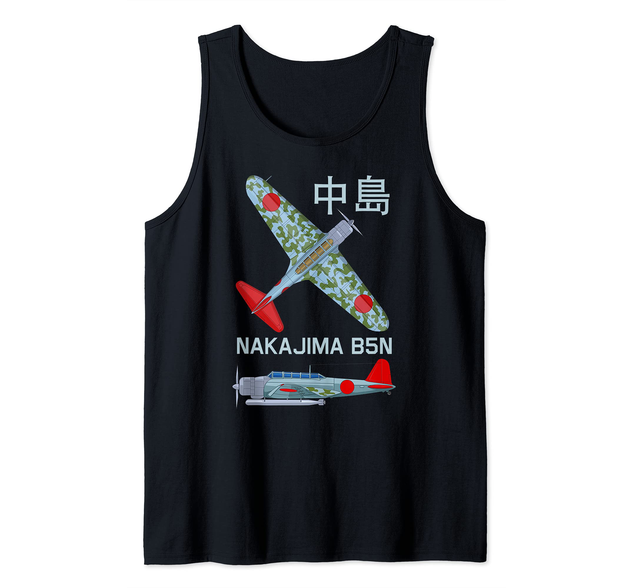 Nakajima B5N WW2 Japanese Torpedo Bomber Plane Diagram Tank Top