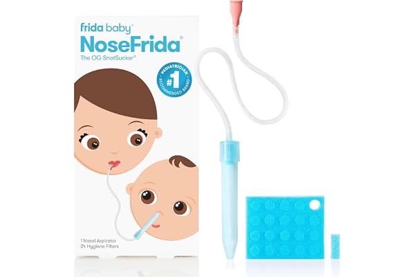 Frida Baby NoseFrida Nasal Aspirator, Snot Sucker Suitable for Newborns and Babies, Baby Nose Sucker + 24 Extra Hygiene Filte