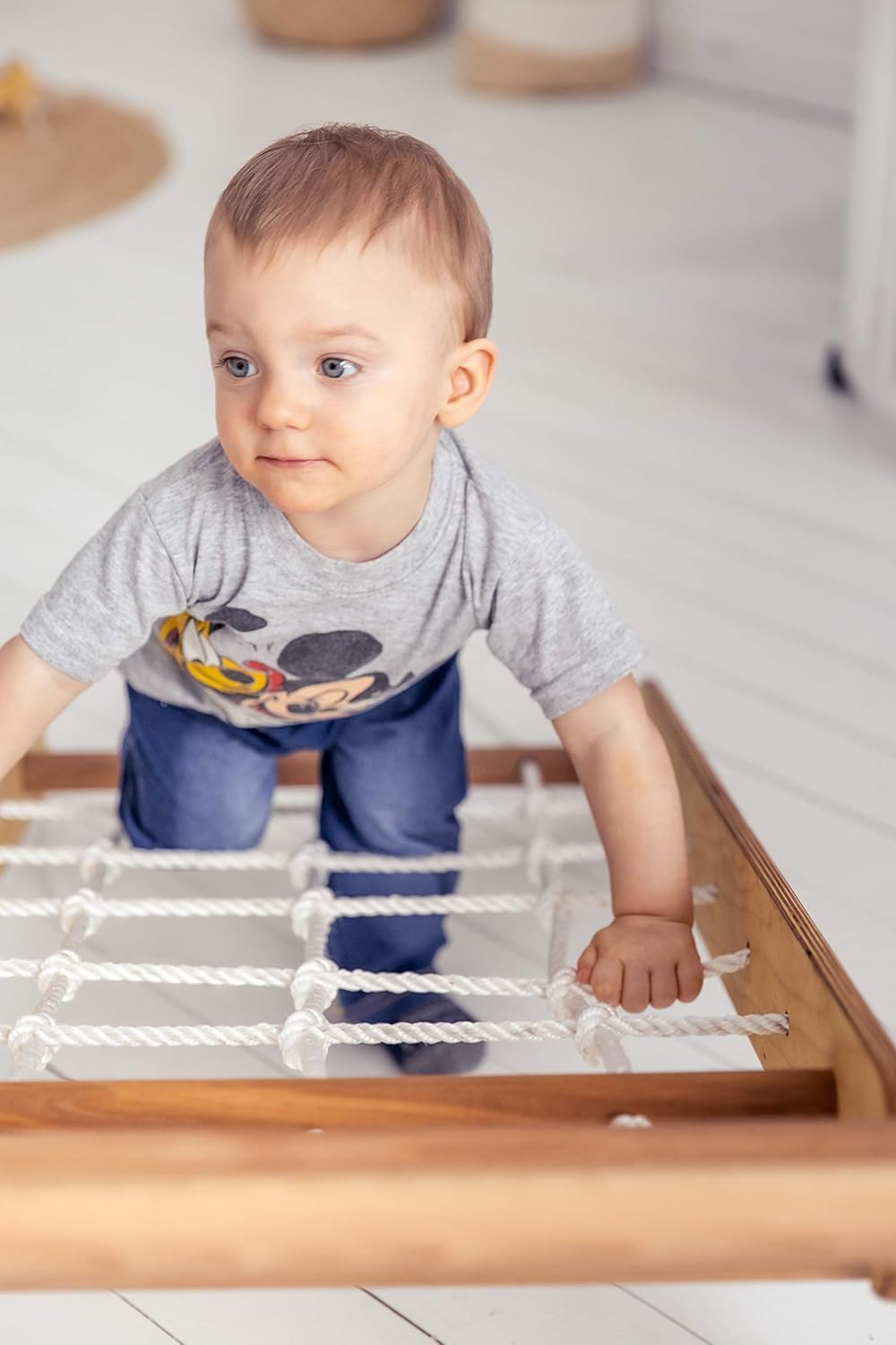 Triangle Ladder + Climbing net (Set 2in1) for Indoor Playground - Climbing Toys for Kids and Toddlers 1-3-5 y.o: Toys & Games