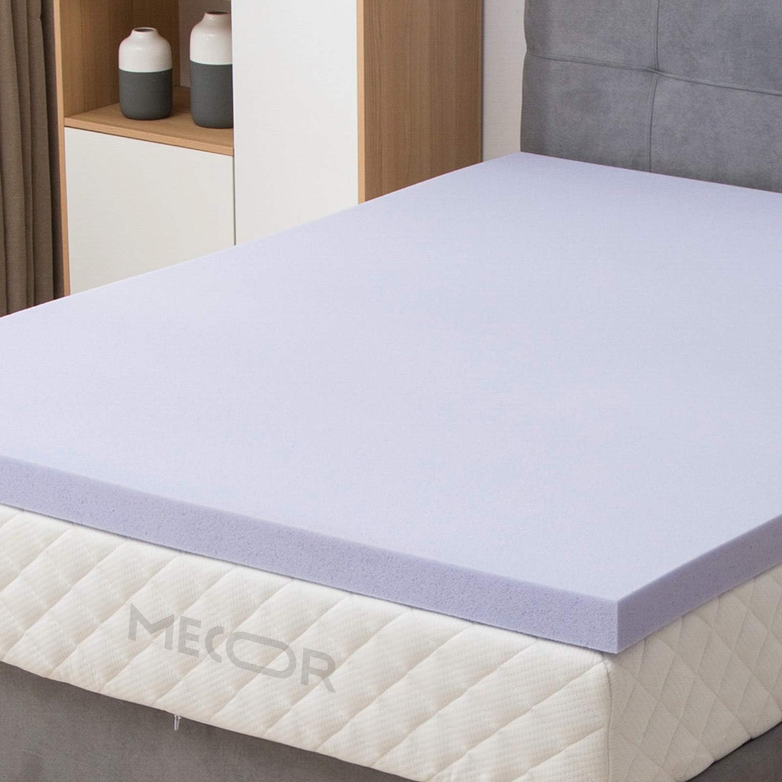 Mecor 4 Inch 4in 100% Gel Infused Memory Foam Mattress Topper - CertiPUR-US Certified Foam-Twin Size Bed Topper for Side, Back, Stomach Sleepers-Purple