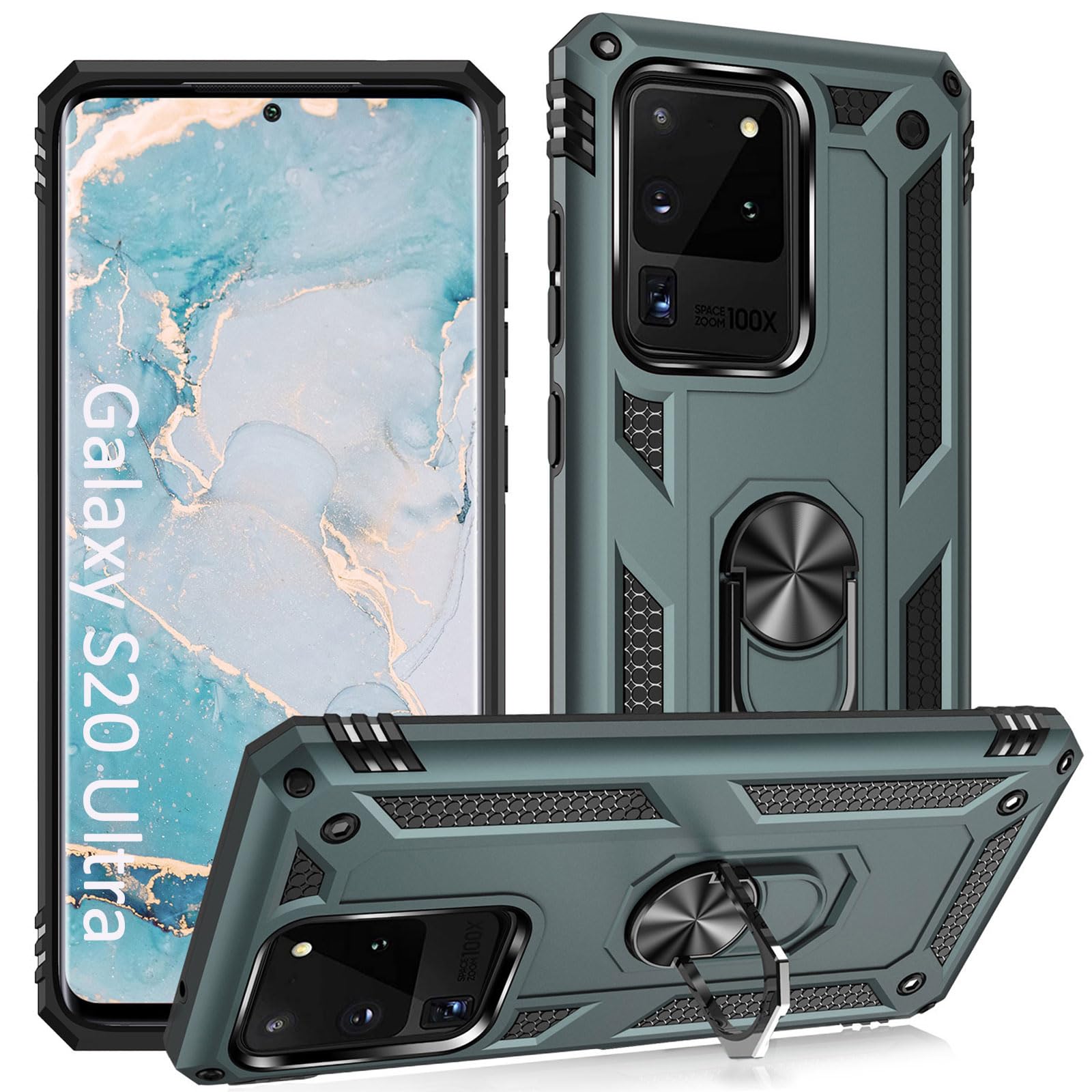 Photo 1 of ADDIT Case for Samsung S20 Ultra Phone Case Samsung Galaxy S20 Ultra Case, Military Grade, Heavy Duty, with Stand Ring, Support Magnet Car Mount for Samsung Galaxy S20 Ultra Case Teal