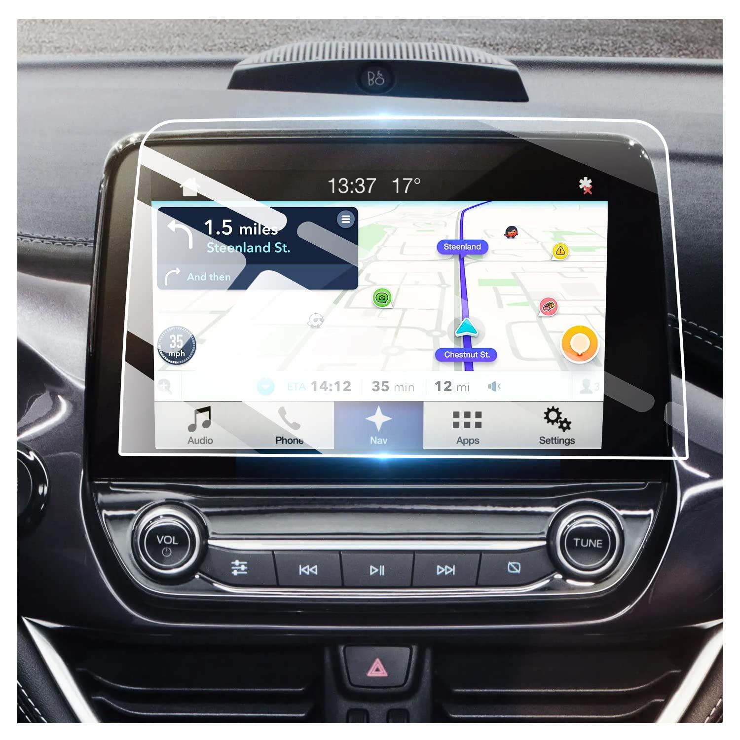 RUIYA Navigation Screen Protector for 8" Ford Focus MK4 EcoSport Kuga Fiesta MK8 2018-2023,Navigation Screen Protector HD Tempered Glass Protective Film GPS Touchscreen Tempered Glass Protective Film