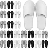 Geyoga 24 Pairs Disposable Slippers for Guests Bulk 2 Size Cotton Soft Spa Hotel House Slippers for Women Men Wedding Party Shoeless Home Indoor Travel