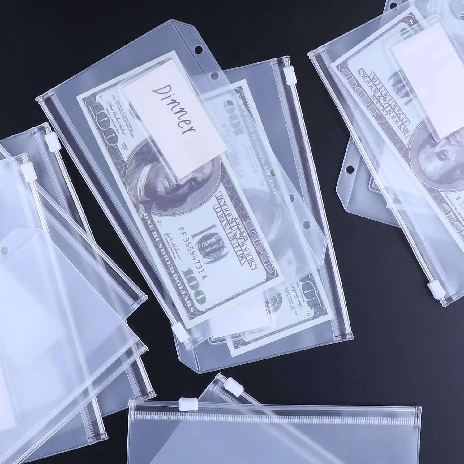 HAUTOCO 12PCS A6 Size Binder Pockets with Label Pocket, PVC Cash Budget Zipper Envelopes 6-Holes Binder Pouches Folders for A6 6-Ring Notebook Binder : Office Products