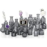 Anquephd Mini Bud Vases As Wedding Centerpieces for Tables,Clear Bud Vases for Flowers,Small Flower Vases Suitable for Birthday Party,Anniversary,Wedding Reception,Baby Shower (Black, 24PCS)