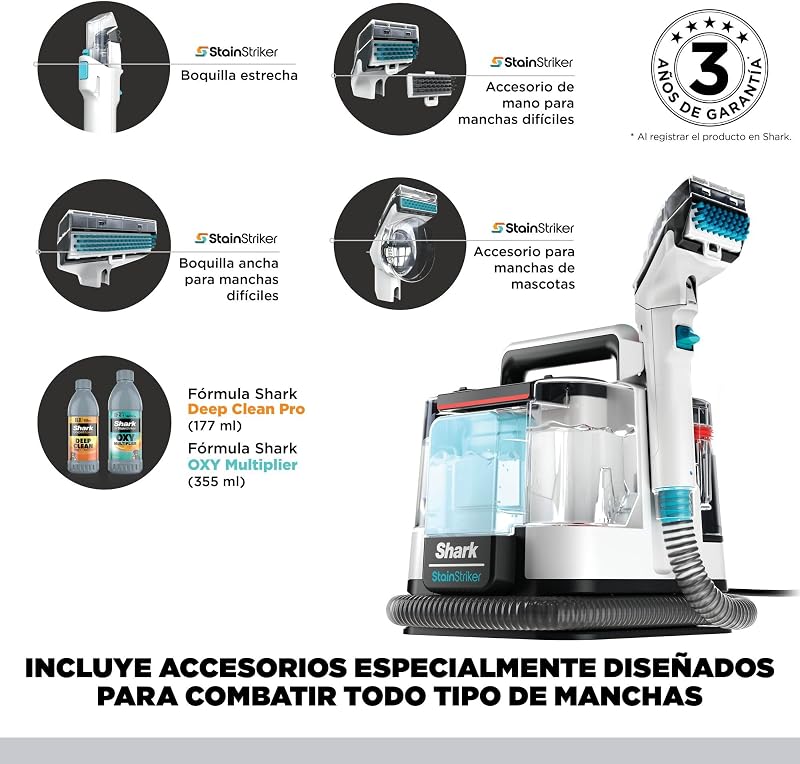 StainStriker, Limpiador Quitamanchas con 5 Accesorios, 450W