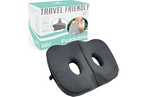 Cushy Tushy Foldable Sit Bone Seat Cushion - for Sit Bone Pain, Hip, Butt, Ischial Tuberosity, Hamstrings, and Sciatica Pain Relief - for Home, Office, and Driving…