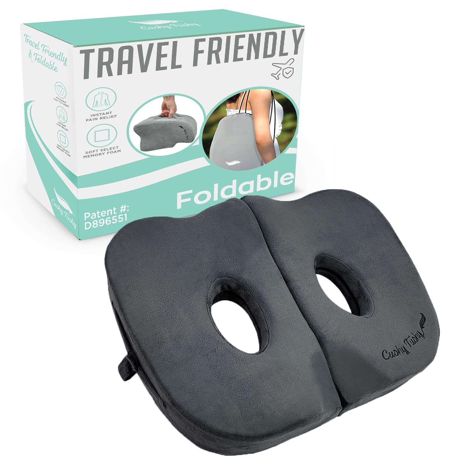 Photo 1 of Cushy Tushy Foldable Sit Bone Seat Cushion - for Sit Bone Pain, Hip, Butt, Ischial Tuberosity, Hamstrings, and Sciatica Pain Relief - for Home, Office, and Driving…