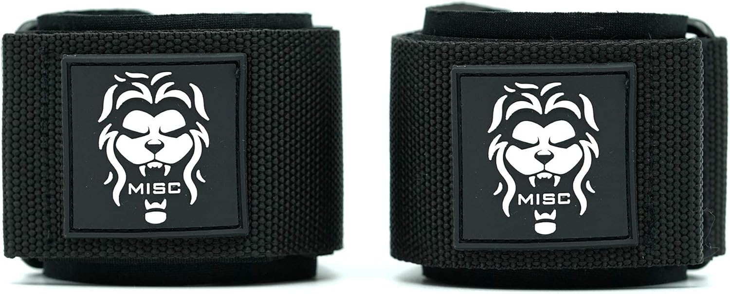 MISC FITNESS Wrist Wraps - Lifting Support Compression and Stabilization for Powerlifting Weightlifting Crossfit - Custom Fit Adjustable Fixing Tape Extra Wide Strap with Steel Buckle - Black V2 : Sports & Outdoors