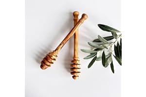 Handcrafted Olive Wood Honey Dipper - Set of 2 - Eco-Friendly and Sustainable