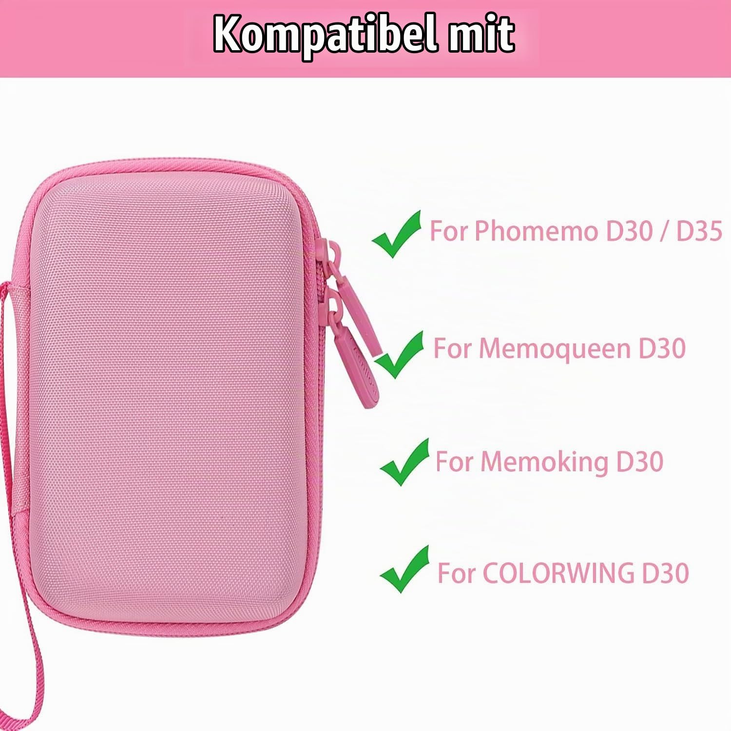 Aenllosi Hart Tasche Hülle für Phomemo D30/Phomemo D35/COLORWING D30/Memoking D30 Bluetooth Label Printer Label Maker (nur Tasche) (Rosa) 4