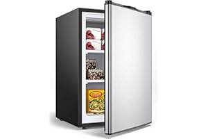 NAFORT Compact Upright Freezer 3.0 Cu. Ft. with Stainless Steel Single Door, Mini Freezing Machine with Reversible Door, 7 Grade Adjustable Thermostat for Home Office