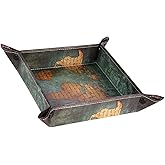 siduater Valet Tray Desktop Storage Organizer, Vegan Leather Catchall Bedside Vanity Tray Nightstand Caddy Holder for Remote Controller, Watch, Keys, Phone, Wallet, Sunglasses, Jewelry - Map