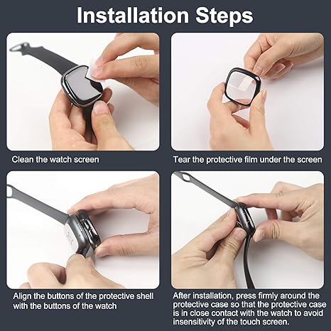 Amazon Com Kimilar 2 Pack Hard Case With Built In 9h Tempered Glass Screen Protector Compatible With Fitbit Sense Versa 3 Ultra Thin All Around Full Cover Bumper For Versa 3 Smart Watch