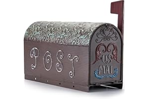 MEIYIHUI Heavy Duty Mailboxes for Outside, Post Mount Mailbox,Decorative Mailboxes Outside Courtyard Garden (Rusty-Post)