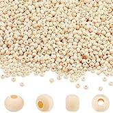 AHANDMAKER 3000Pcs Wood Beads, 4mm Unfinished Round Wood Loose Beads, Undyed Natural Wood Tube Beads with 2mm Hole, Wooden Spacer Beads for Bracelet Necklace Jewelry Making DIY Crafts and Home Decor