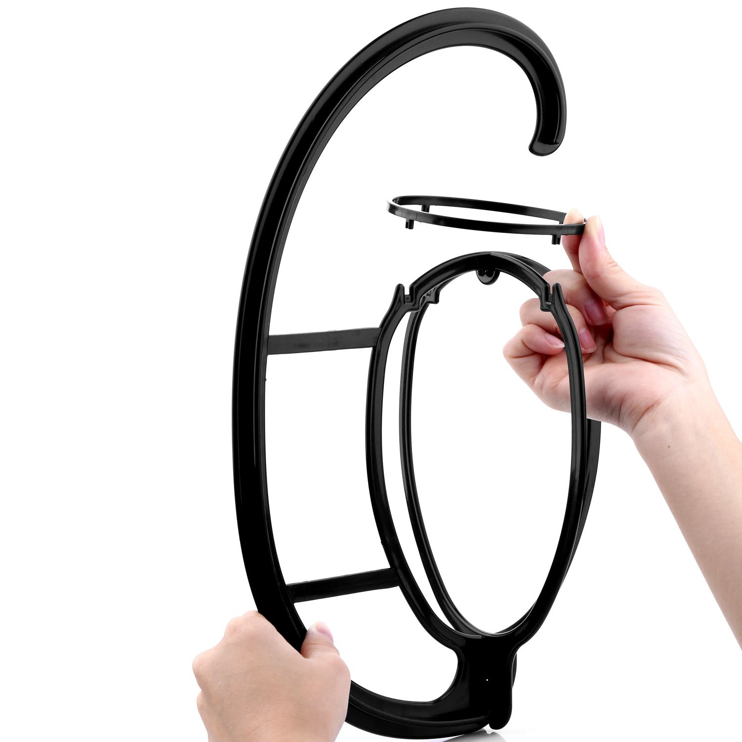 eNilecor 2 Pack Wig Hanger,Portable DIY Hair Hanger Collapsible Wig Hat Cap Holder Stand Display Tool Wig Dryer for All Wig (Black)