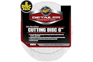 Meguiar's DA 6” Microfiber Cutting Disc, Microfiber Pads Compatible with a DA Polisher for Car Detailing, That Removes Moderate Scratches, Swirls, and Paint Defects, 2 Pack