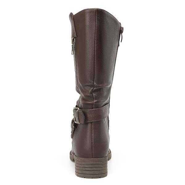 DECARSDZ WOMEN’S MID-CALF BOOTS FALL LOW HEEL FASHION LADIES COMBAT MOTORCYCLE BOOTS