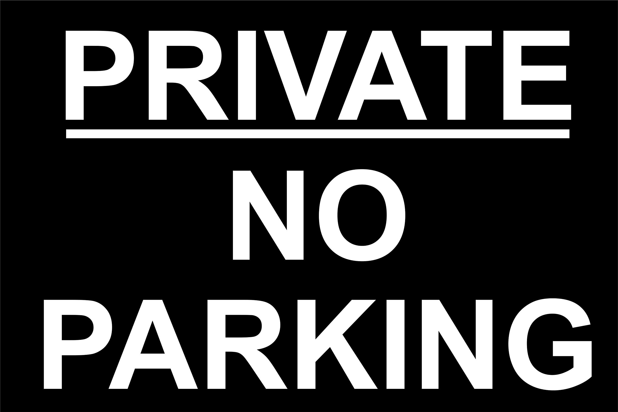 PRIVATE NO PARKING SIGN - Rigid PVC A4 300x200mm - Quality Screen Printed Very Sturdy (2, BLACK)