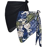 CHICGAL 2 Pieces Women Beach Sarong Bathing Suit Wrap Skirt Sheer Bikini Swimsuit Cover Ups for Swimwear