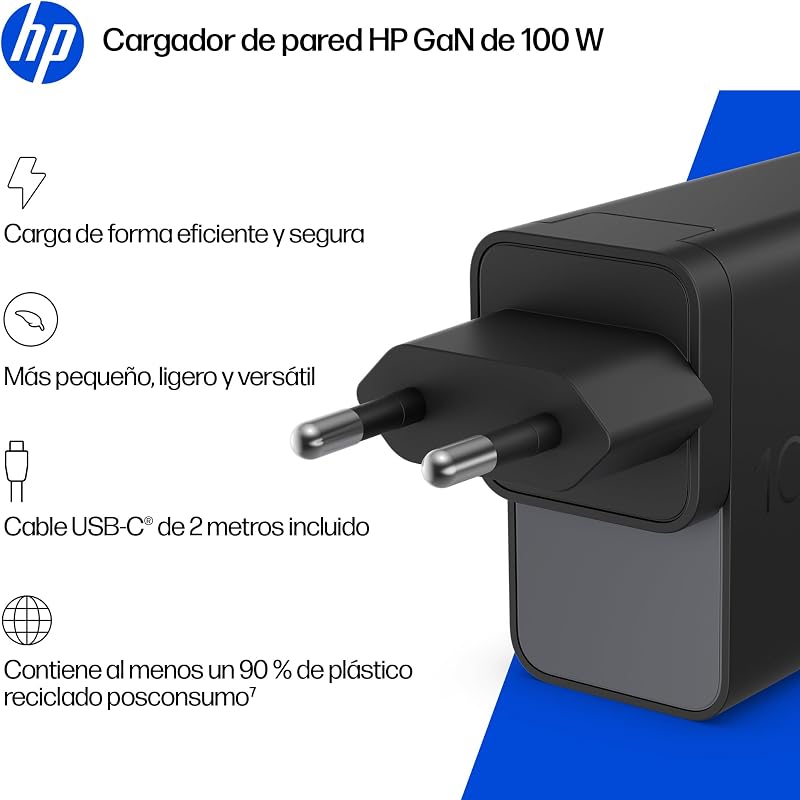 Carregador de parede USB-C GAN de 100W, Entrega de Energia (PD 3.0)