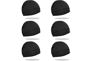 OWONIULE 6 Pcs Skull Cap Sweat Wicking Helmet Liner Breathable Cycling Beanie Running Sports Hat Cooling Head Wraps for Men