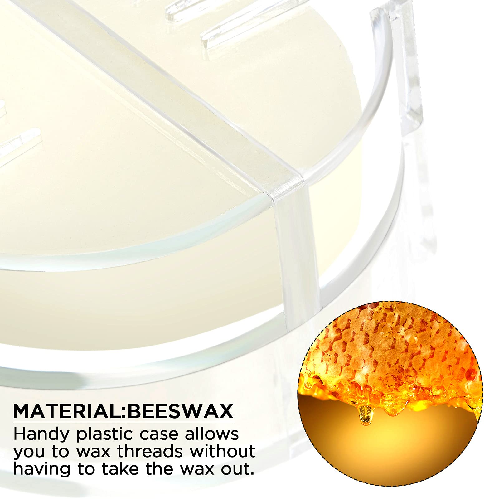 Maitys 4 Pcs Thread Wax Thread Conditioner Beeswax for Hand Sewing Embroidery Beeswax Floss Conditioner for Quilting Sewing Strengthening Line Embroidery Wax (Colorless,Clear Case)