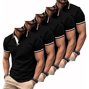 SWISSWELL 5 Pack Mens Polo Shirts Short Sleeve with Pocket Performance Golf Polos for Men Casual Collared Athletic T-Shirt
