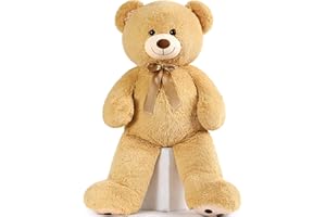 MorisMos Giant Teddy Bear Stuffed Animal 4ft, Big Teddy Bear Plush for Baby Shower, Life Size Stuffed Bear Gifts for Kids, Girls, Girlfriend, Women on Valentine, Christmas, Birthday（Light Brown）