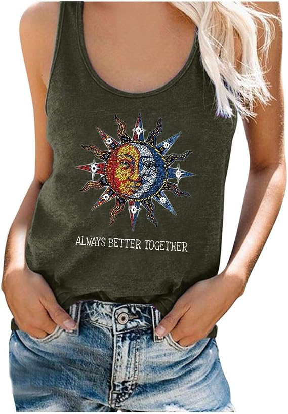 Graphic Tank Tops for Women Summer Sleeveless Graphic Tee Shirts Tops