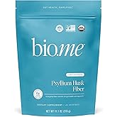 Bio.me Psyllium Husk Fiber Unflavored (6g Per Serving) - Gluten-Free Fiber Supplement for Women & Men - Psyllium Husk Powder for Healthy Digestion, Bowel Regularity & Bloating Relief - 45 Servings