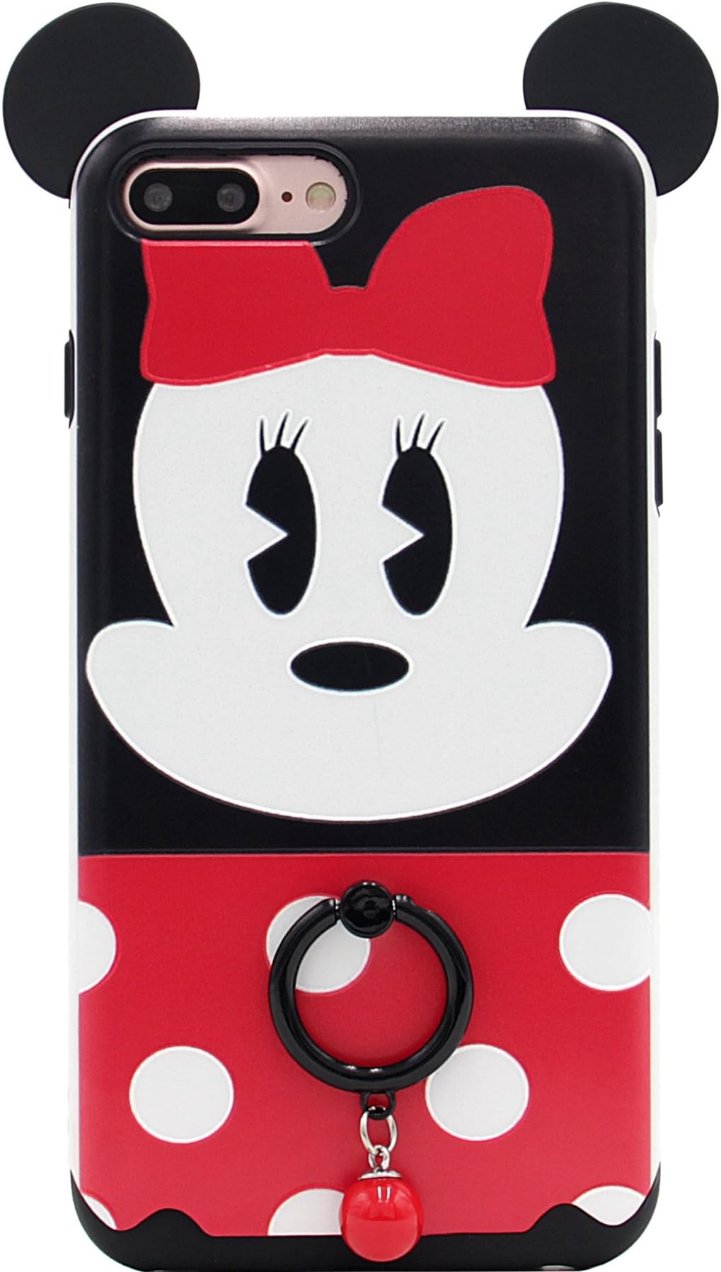 MC Fashion iPhone 7 Plus Case, iPhone 8 Plus Case, [Ring Grip & Kickstand Series] [Dual-Layer] Hard PC Outer + Soft TPU Inner Cute Cartoon Mouse Ears Protective Case Cover (05)